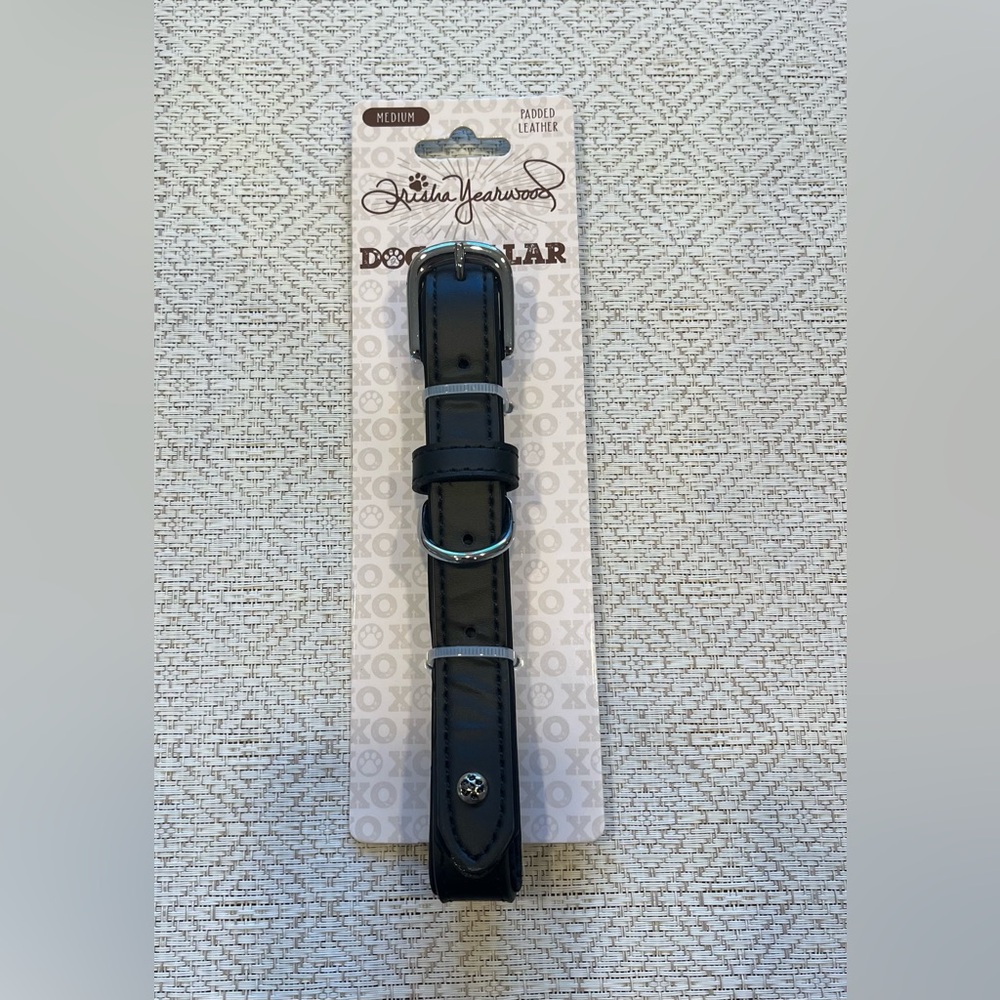 Dog Collar Black Leather Medium